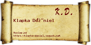 Klapka Dániel névjegykártya