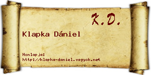 Klapka Dániel névjegykártya